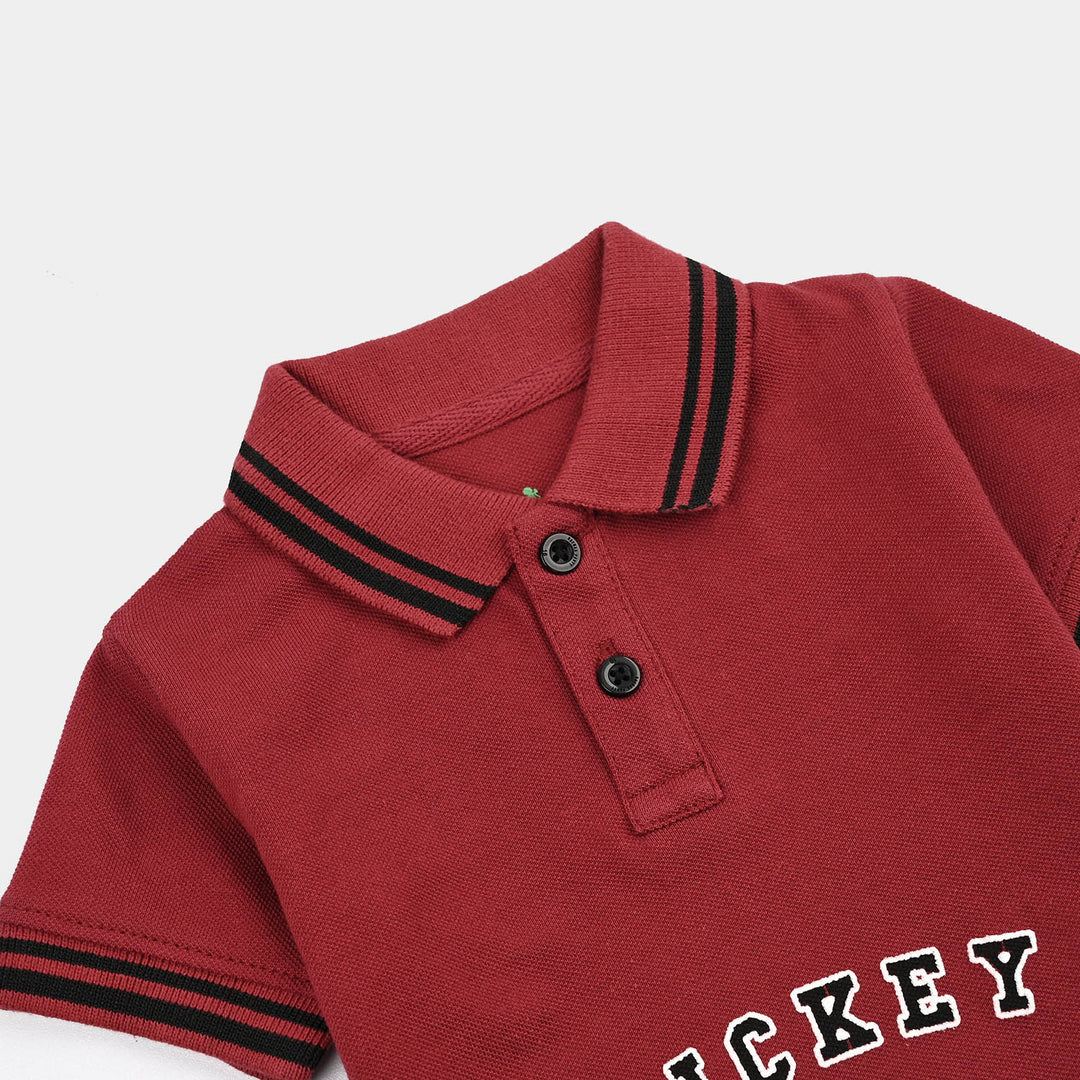 Infant Boys Cotton PK Polo Mouse-Rio.Red