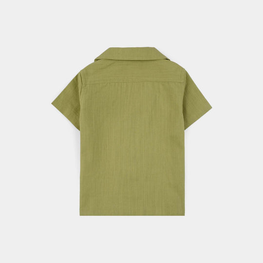 Infant Boys Casual Shirt (Sun And Dino) - Olive Green