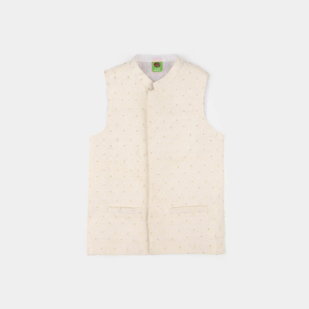 Infant Boys Poly Viscose Waistcoat (Elegant)-WHITE