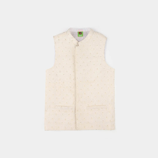 Infant Boys Poly Viscose Waistcoat (Elegant)-WHITE