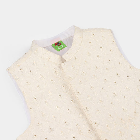 Infant Boys Poly Viscose Waistcoat (Elegant)-WHITE