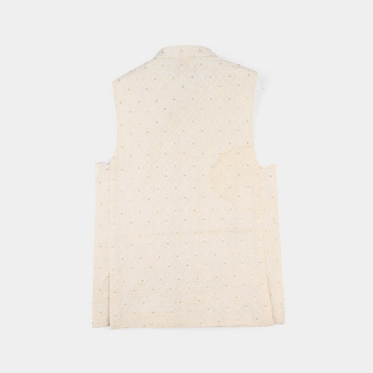 Boys Poly Viscose Waistcoat (Elegant) - White