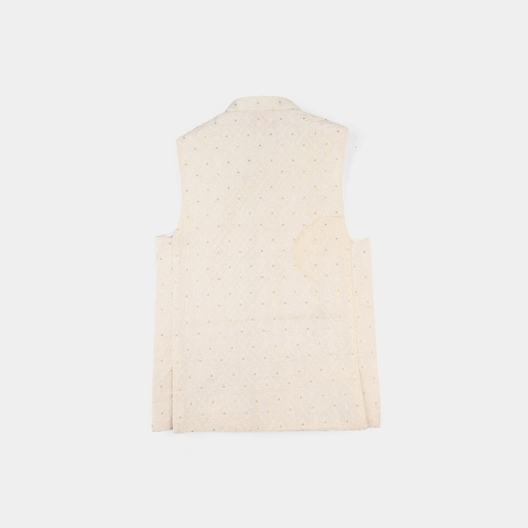 Infant Boys Poly Viscose Waistcoat (Elegant)-WHITE