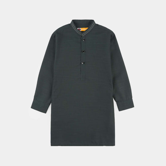 Boys Poly Viscose Shalwar Suit (Running Stitch) - Teal Green