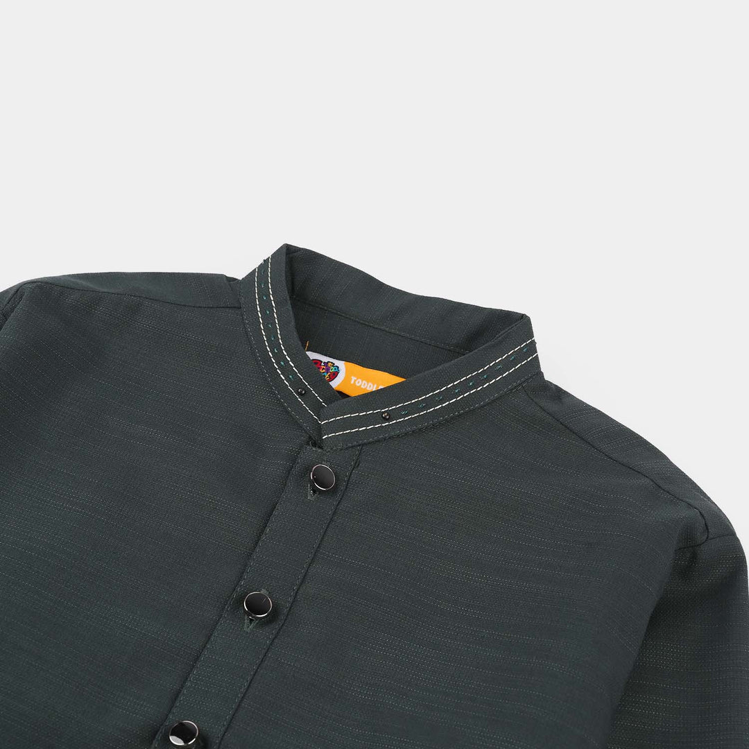 Boys Poly Viscose Shalwar Suit (Running Stitch) - Teal Green