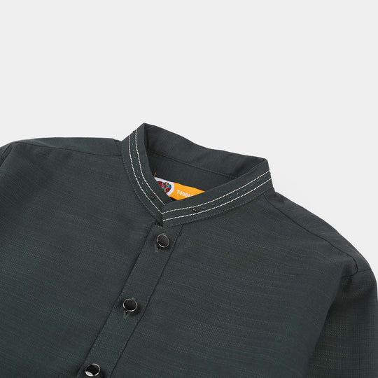 Boys Poly Viscose Shalwar Suit (Running Stitch) - Teal Green