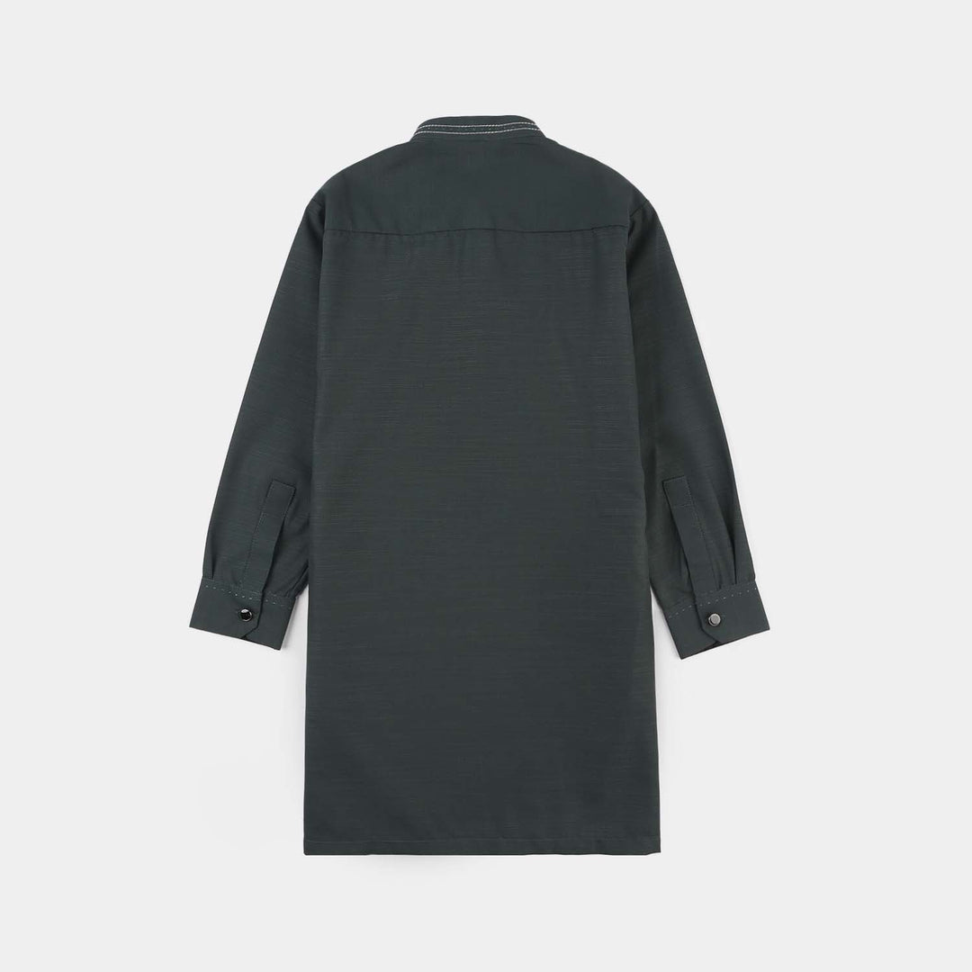 Boys Poly Viscose Shalwar Suit (Running Stitch) - Teal Green