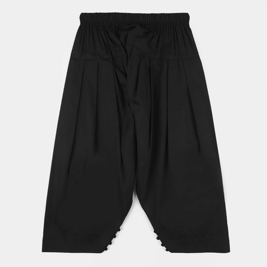 Girls Cotton Farshi Shalwar - Black