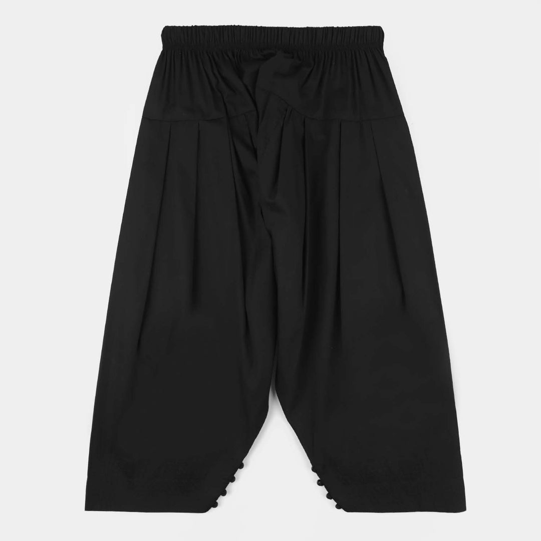 Girls Cotton Farshi Shalwar - Black