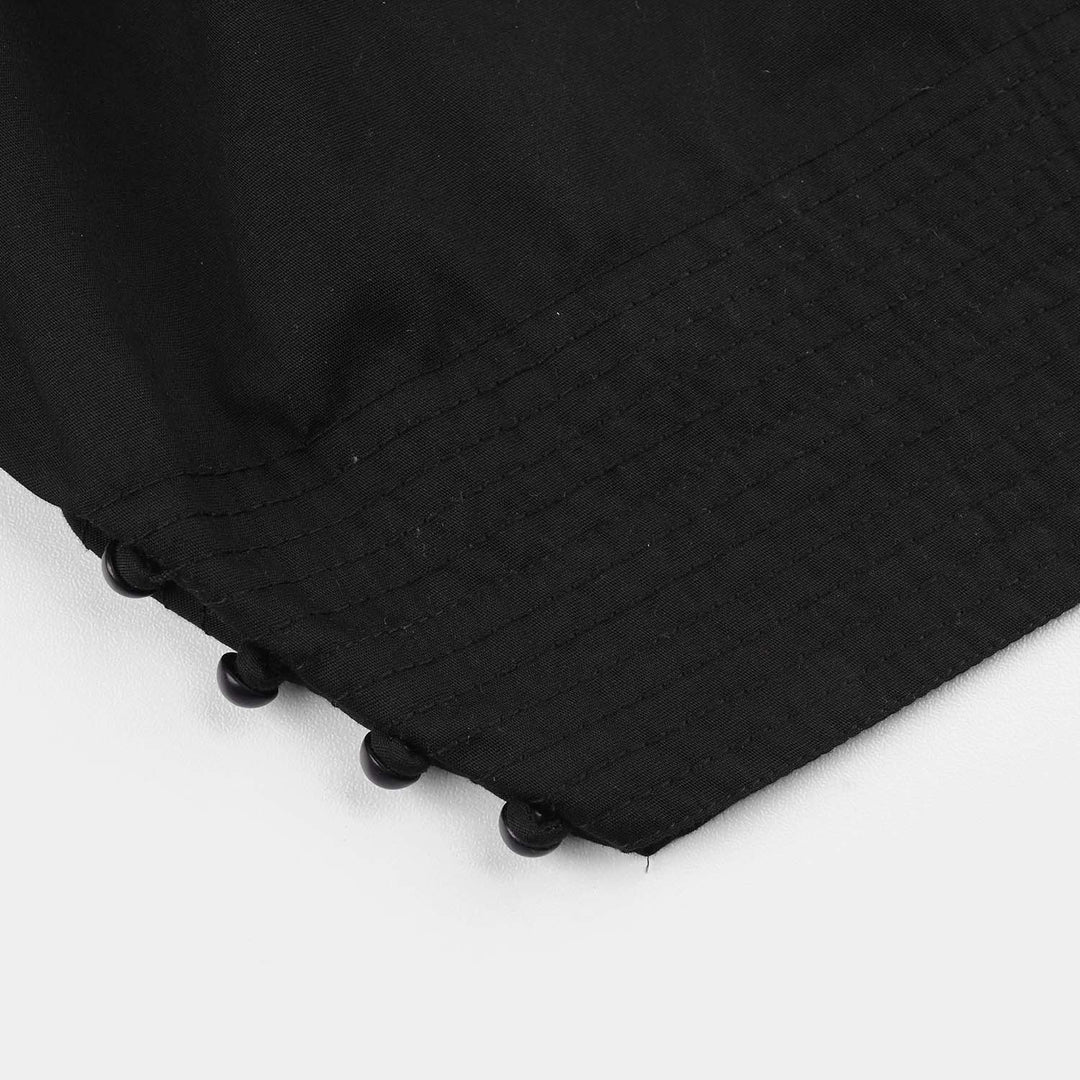 Girls Cotton Farshi Shalwar - Black