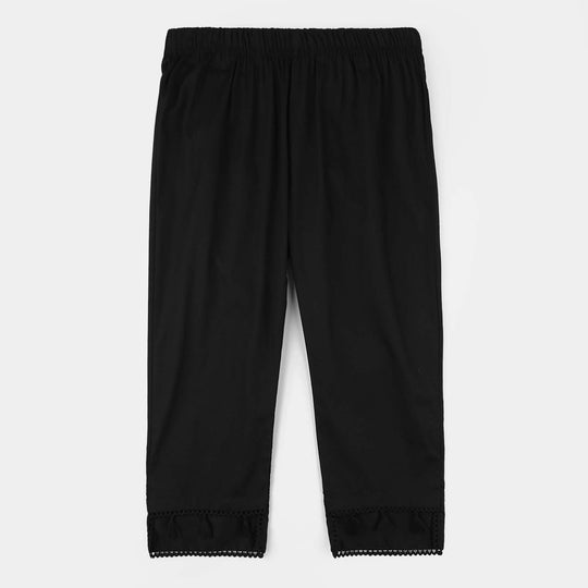 Girls Cotton Pant Hanging Tassels (Black)