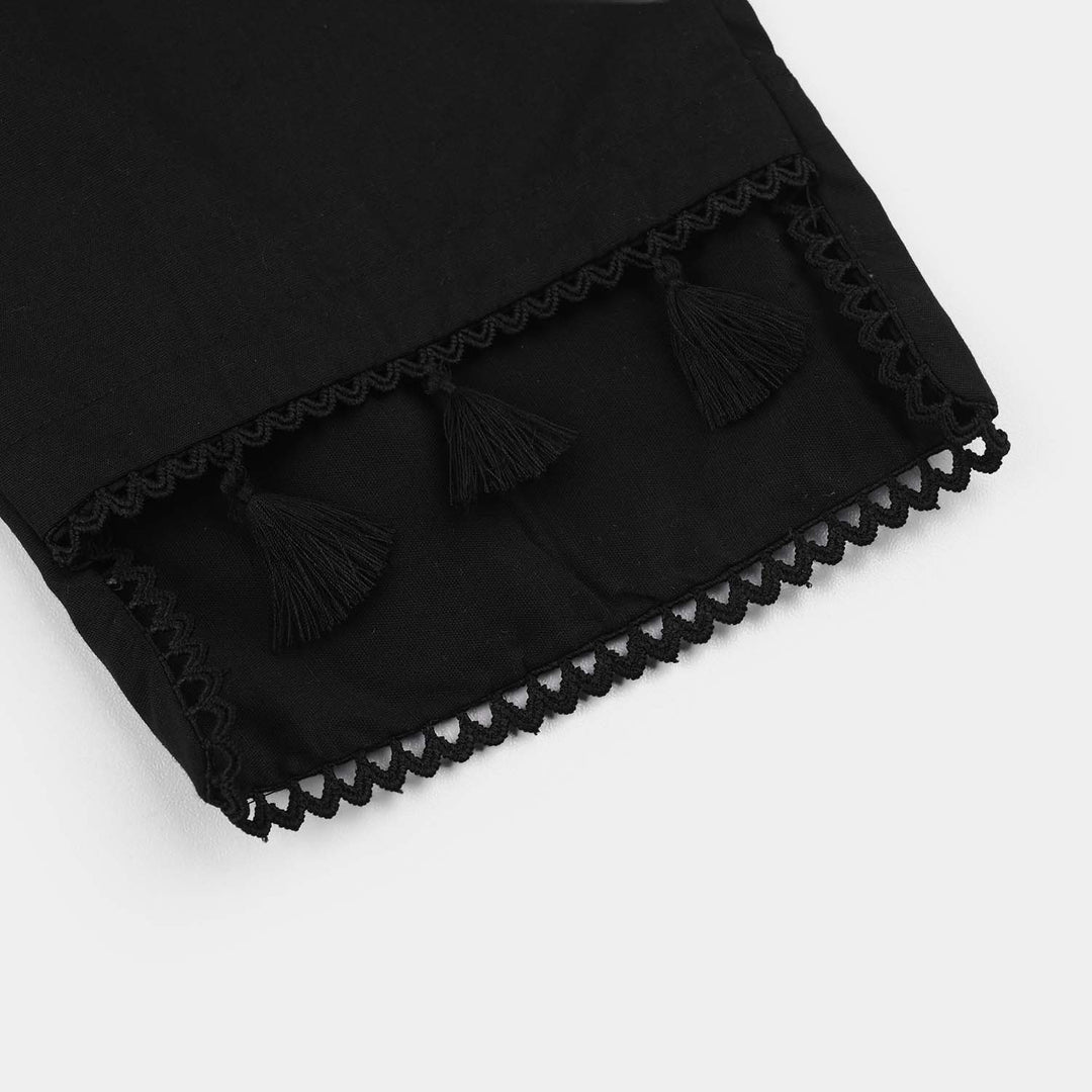 Girls Cotton Pant Hanging Tassels (Black)