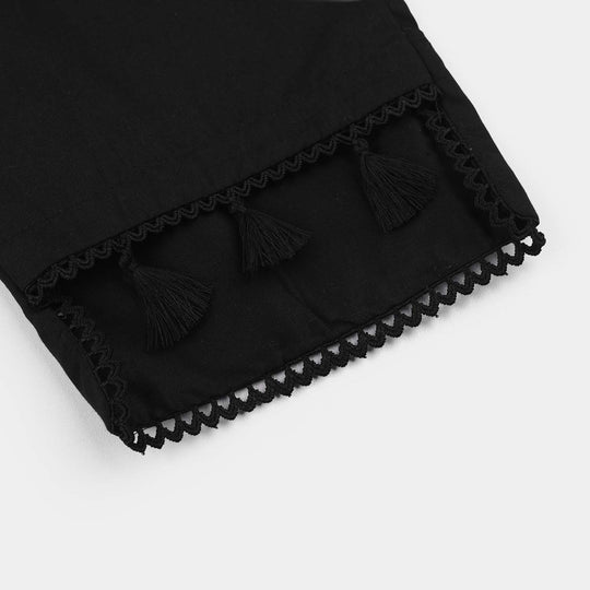 Girls Cotton Pant Hanging Tassels (Black)