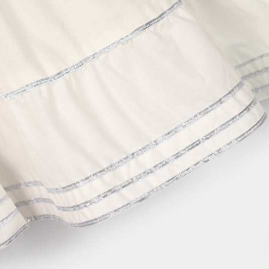 Girls Cotton Gharara Layered - White