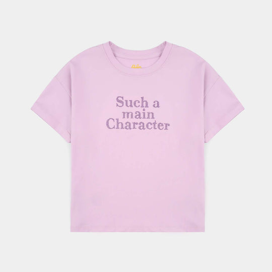 Girls Lycra Jersey T-Shirt (Pearl Bow) - Purple