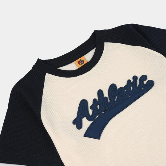 Boys Thermal T-Shirt Half Sleeve (Athletic) - Navy/White