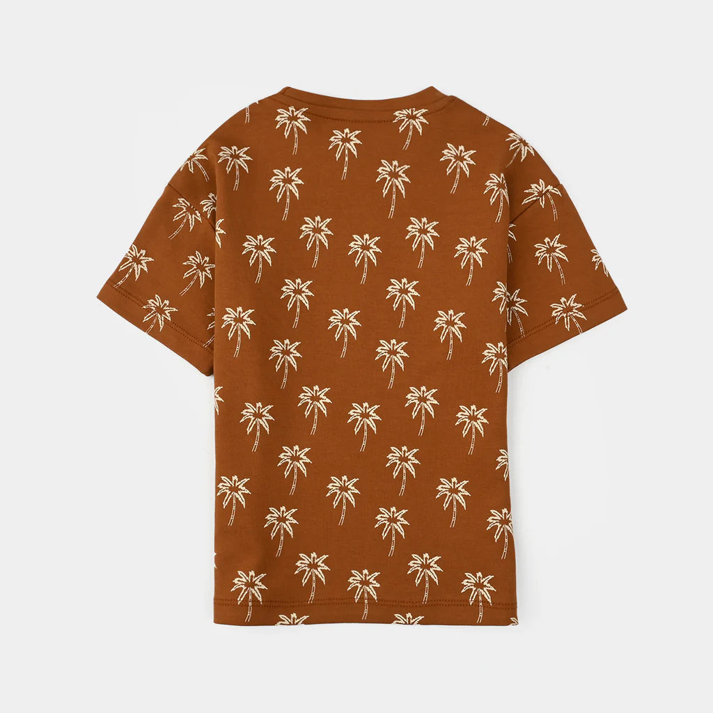 Infant Boys Cotton Interlock Suit (Good Day) - Brown/Off White