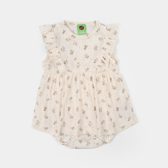 Infant Girls Cotton Interlock Knitted Romper (Meadows) - Multi