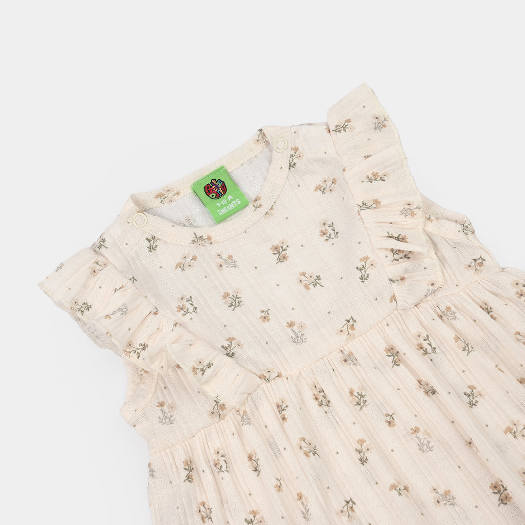 Infant Girls Cotton Interlock Knitted Romper (Meadows) - Multi