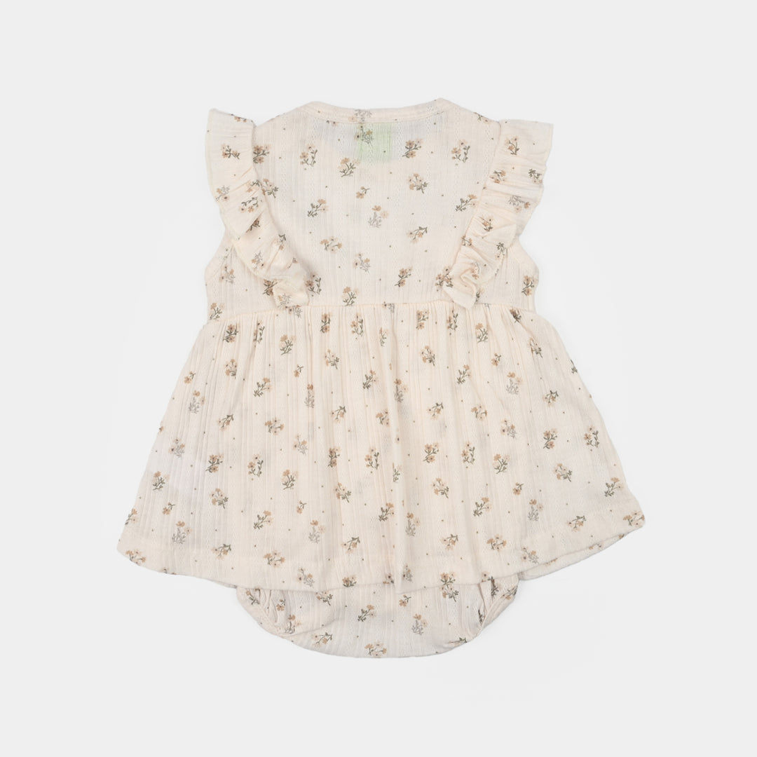 Infant Girls Cotton Interlock Knitted Romper (Meadows) - Multi