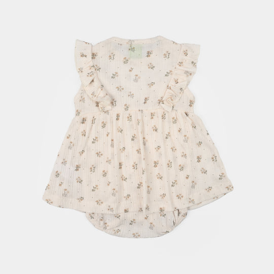 Infant Girls Cotton Interlock Knitted Romper (Meadows) - Multi