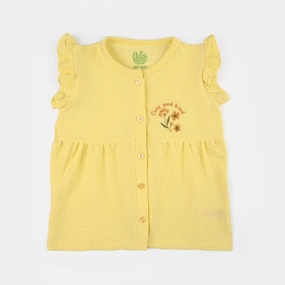 Infant Girls Poly Crinkle Knitted Suit (Daisy Chain) - Yellow