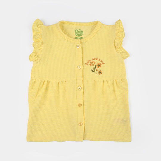 Infant Girls Poly Crinkle Knitted Suit (Daisy Chain) - Yellow