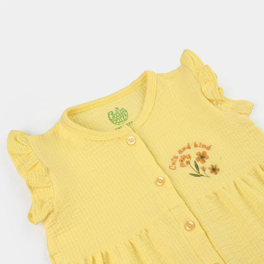 Infant Girls Poly Crinkle Knitted Suit (Daisy Chain) - Yellow