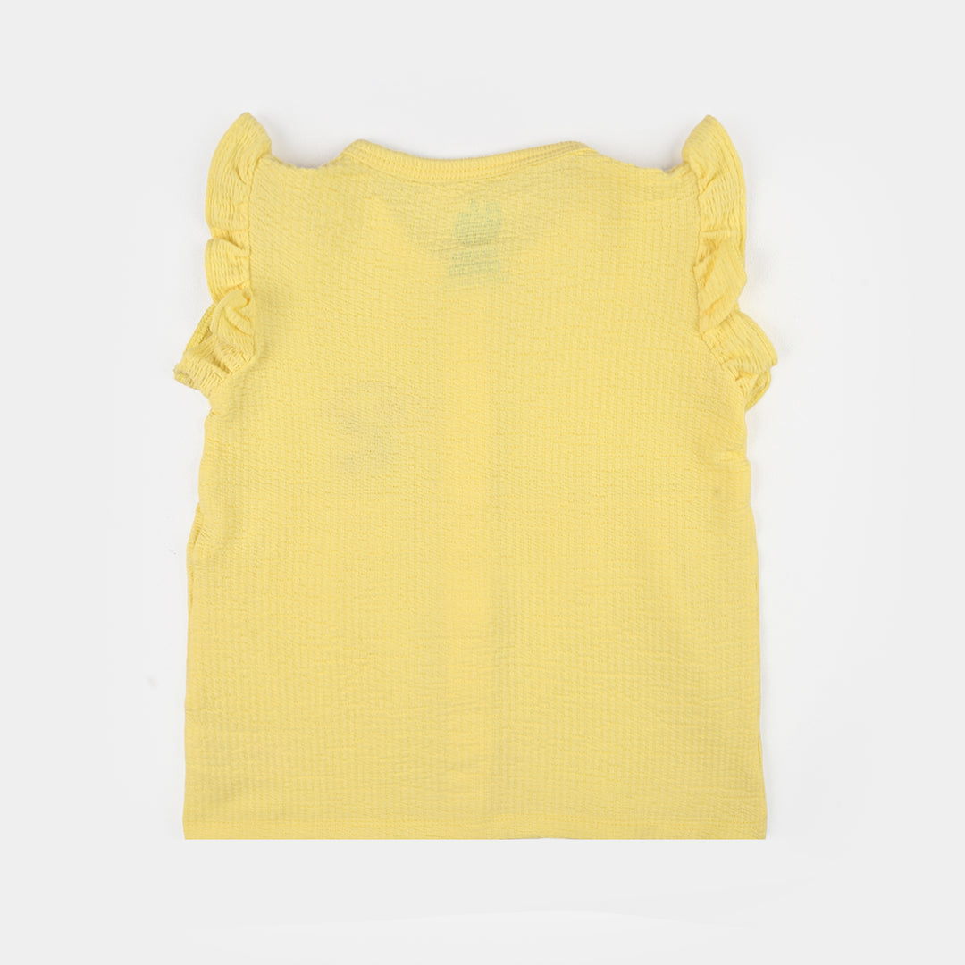 Infant Girls Poly Crinkle Knitted Suit (Daisy Chain) - Yellow