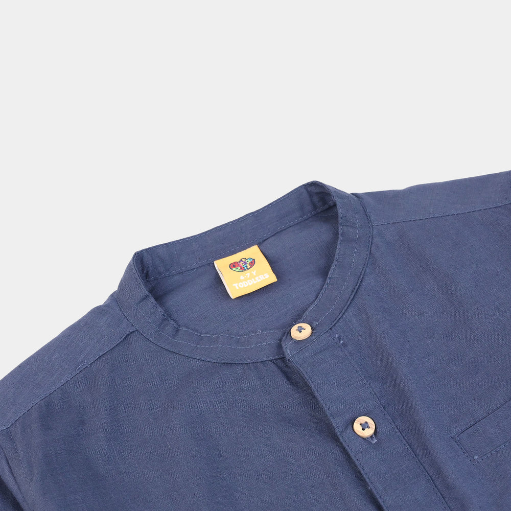 Boys Cotton Slub Casual Shirt (Good Things) - Blue