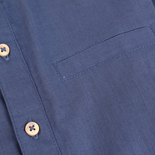 Boys Cotton Slub Casual Shirt (Good Things) - Blue