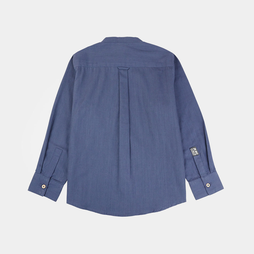 Boys Cotton Slub Casual Shirt (Good Things) - Blue