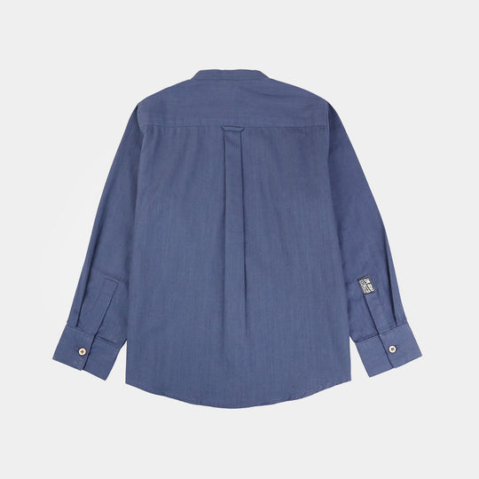Boys Cotton Slub Casual Shirt (Good Things) - Blue