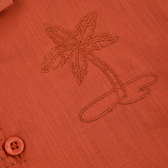 Infant Boys Cotton Slub Casual Shirt (Palm Tree) - Rust