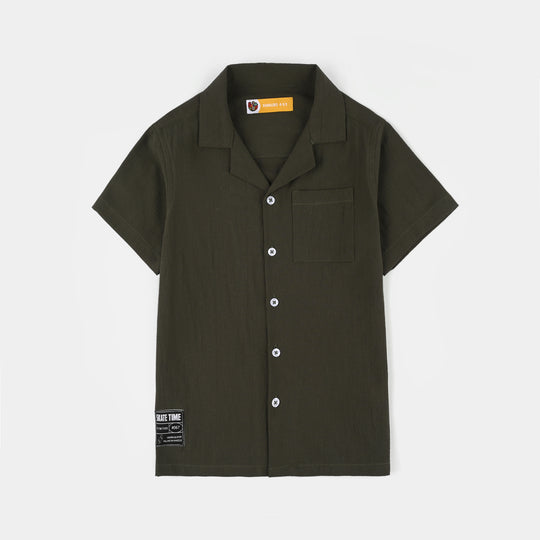 Boys Yarn Dyed Shirt (Skate Time) - Green