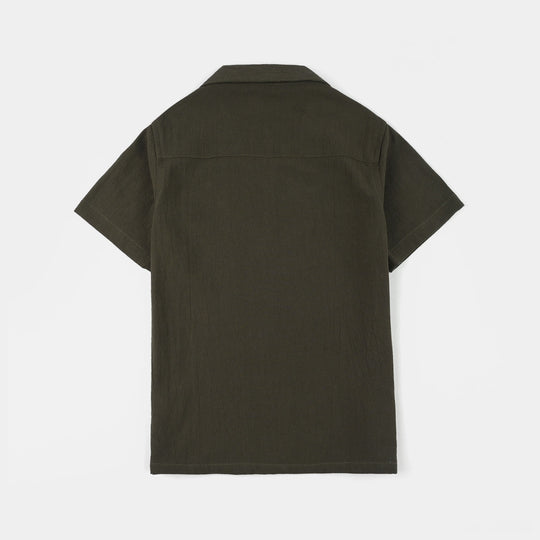 Boys Yarn Dyed Shirt (Skate Time) - Green