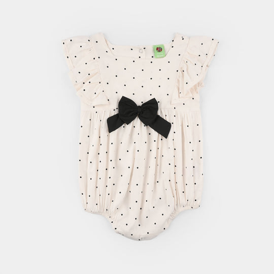 Infant Girls Cotton Viscose Woven Romper (Retro Story) - Off White