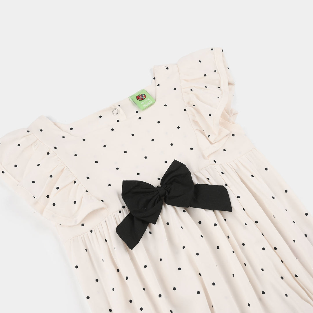 Infant Girls Cotton Viscose Woven Romper (Retro Story) - Off White