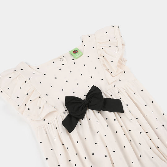 Infant Girls Cotton Viscose Woven Romper (Retro Story) - Off White