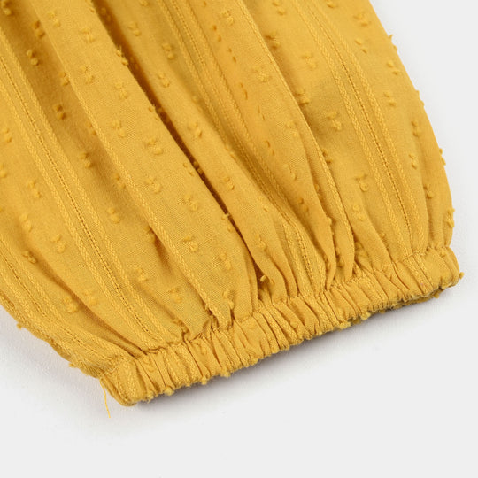 Infant Girls Jacquard Woven Romper (Summer Hues) - Mustard