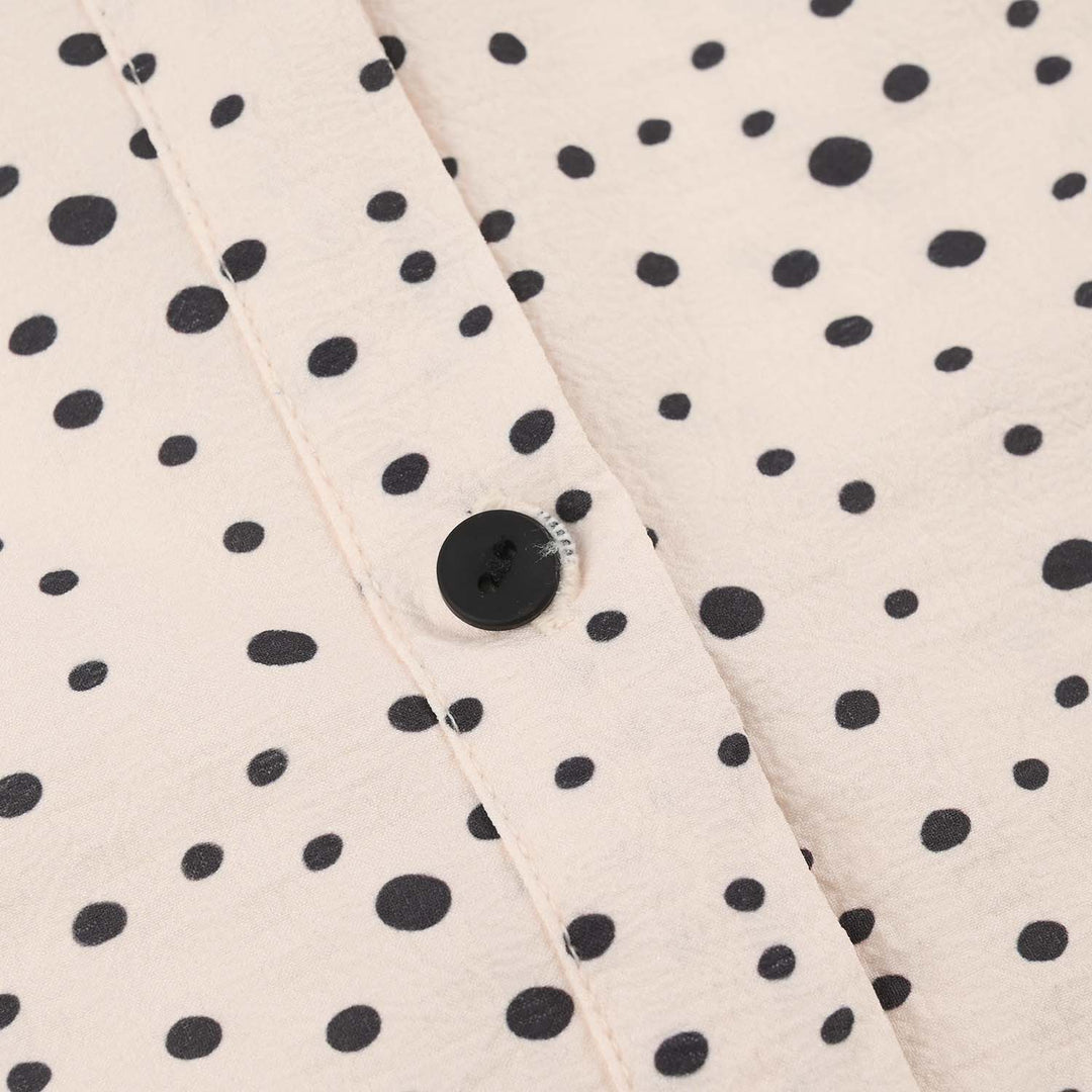 Girls Seersucker Casual Top (Polka Dot) - Light Peach
