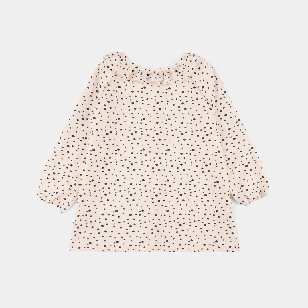 Girls Seersucker Casual Top (Polka Dot) - Light Peach