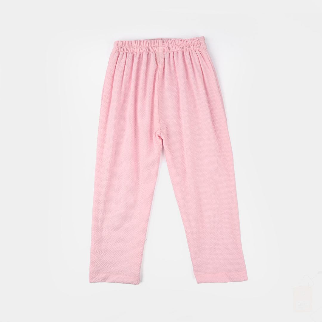 Girls Poly Crinkle Emb Co-Ord Set Butterfly-L.Pink