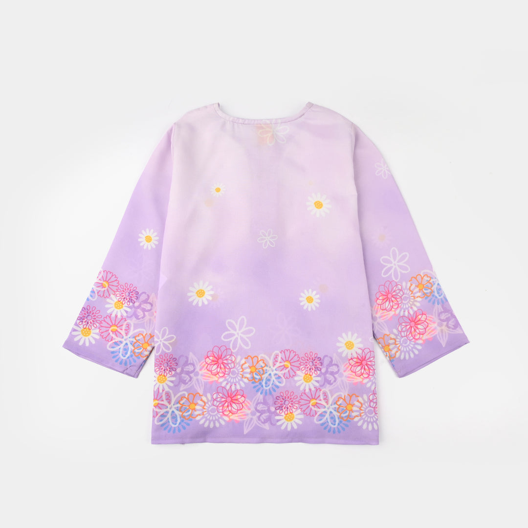 Girls Poly Lawn Co-Ord Set (Daisy) - Light Purple