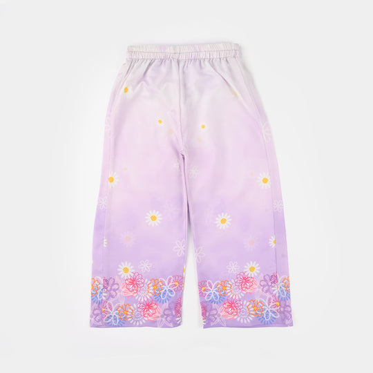 Girls Poly Lawn Co-Ord Set (Daisy) - Light Purple