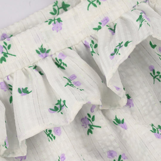 Infant Girls Seersucker Casual Top (Blue Bow) - White