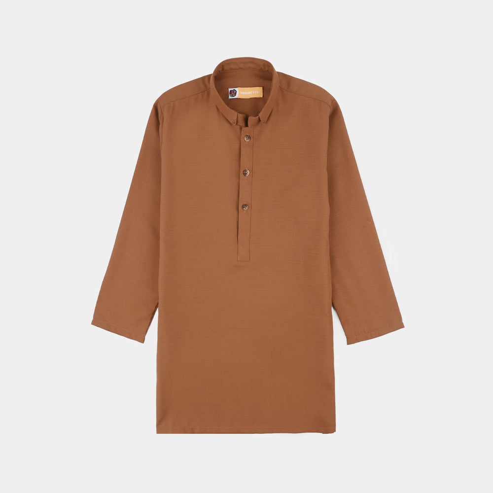 Boys Poly Viscos Kurta Pajama (Rust)-BROWN