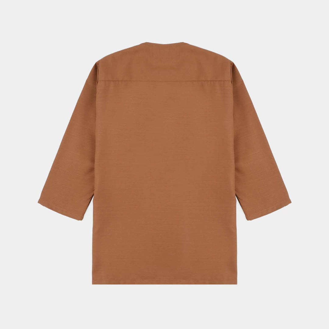 Infant Boys Poly Viscos Kurta Pajama (Rust)-BROWN