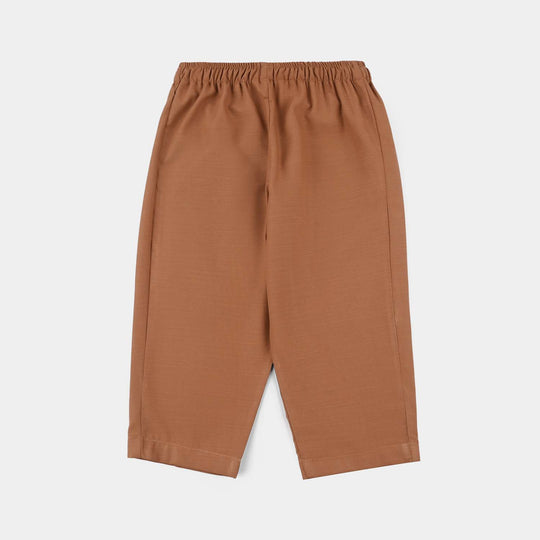 Infant Boys Poly Viscos Kurta Pajama (Rust)-BROWN