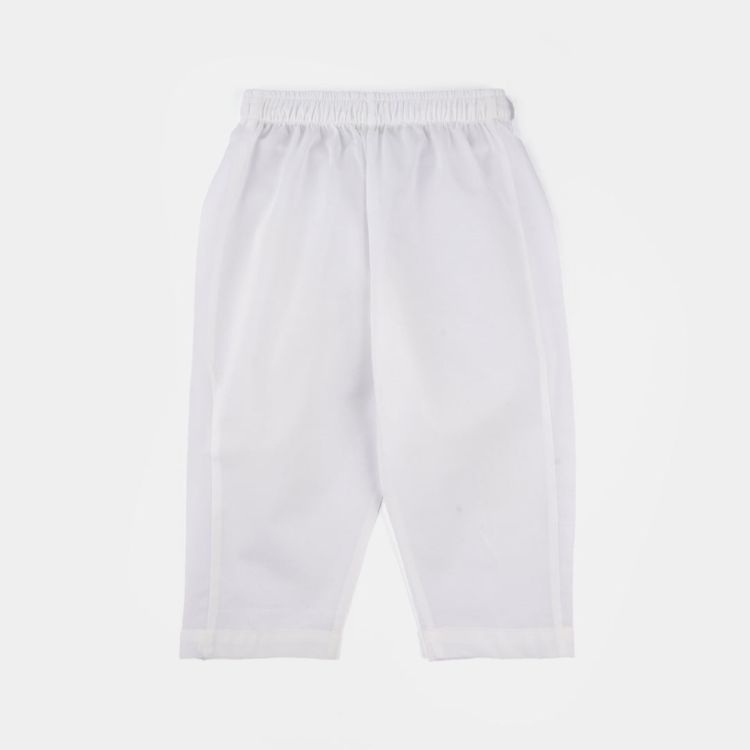 Infant Boys Cotton Kurta Pajama (Chicken Kari) - White